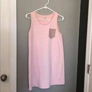 Pink and white striped t shirt dress